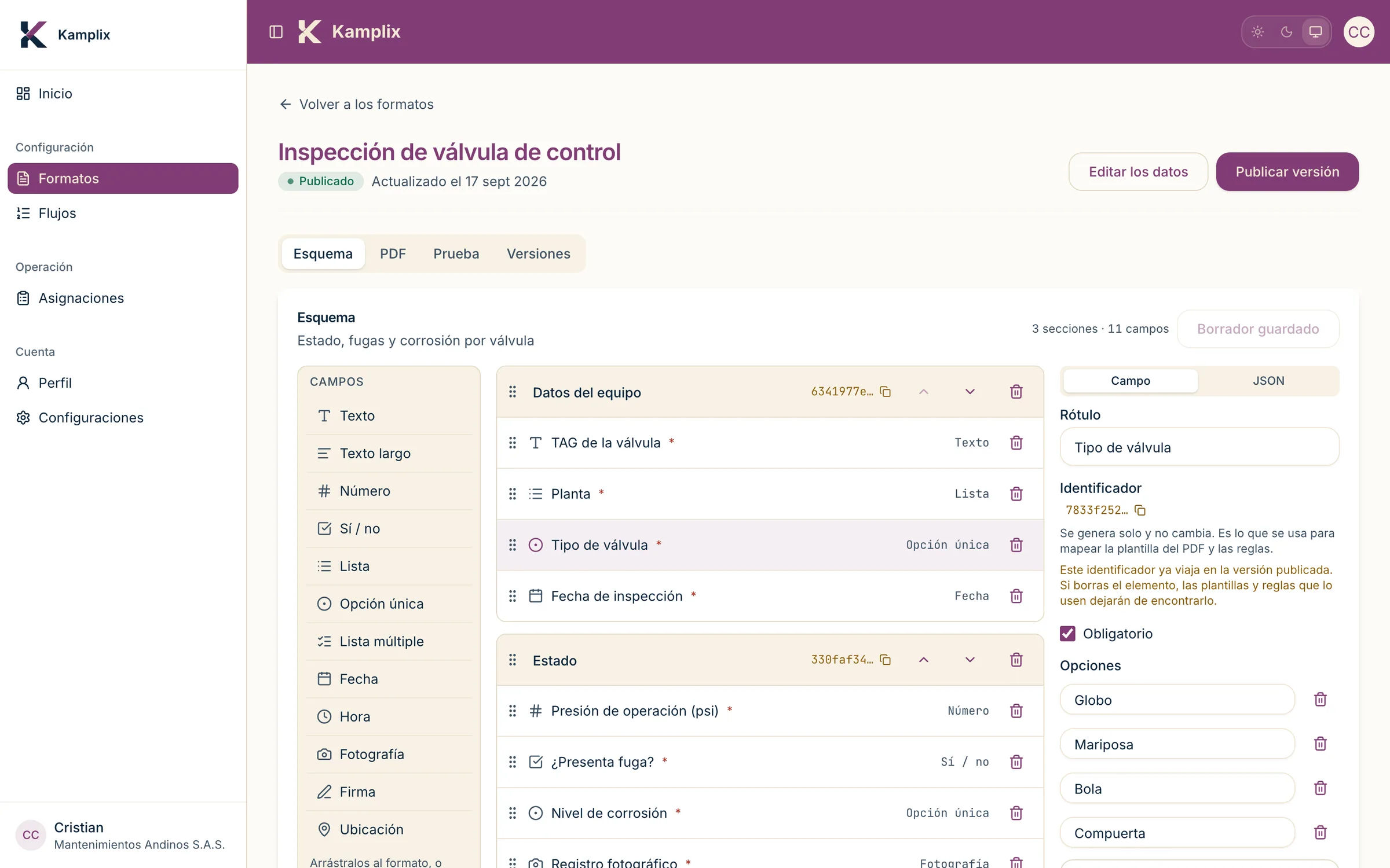 Constructor de formatos de Kamplix en la web junto a la app móvil